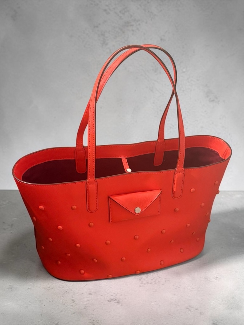 Marc By Marc Jacobs Metropoli Studs Red-Orange leather Tote Bag w/pouch